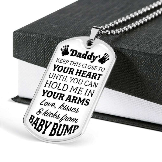 Dad Dog Tag, Custom Picture Father’S Day Gift Keep This Close To Your Heart Dog Tag Military Chain Necklace Gift For Daddy Dog Tag Father's Day Rakva