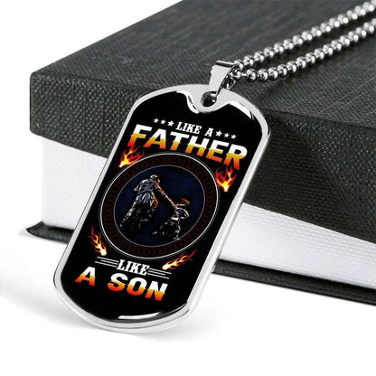 Dad Dog Tag Custom Picture Father’S Day Gift, Like A Father Like A Son Dog Tag Military Chain Necklace Gift For Daddy Father's Day Rakva