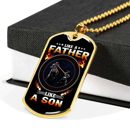 Dad Dog Tag Custom Picture Father’S Day Gift, Like A Father Like A Son Dog Tag Military Chain Necklace Gift For Daddy Father's Day Rakva