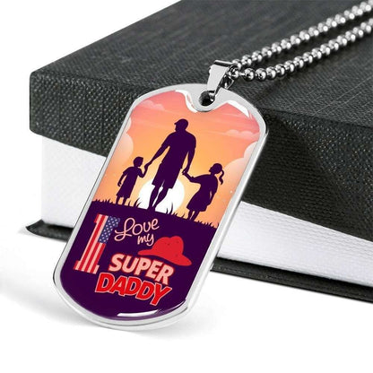 Dad Dog Tag Custom Picture Father’S Day Gift, Love My Super Daddy Dog Tag Military Chain Necklace Gift For Men Father's Day Rakva