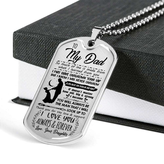 Dad Dog Tag Custom Picture Father’S Day Gift, Love You Always And Forever Daughter Giving Dad Dog Tag Military Chain Necklace Father's Day Rakva