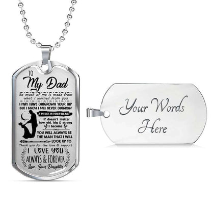 Dad Dog Tag Custom Picture Father’S Day Gift, Love You Always And Forever Daughter Giving Dad Dog Tag Military Chain Necklace Father's Day Rakva