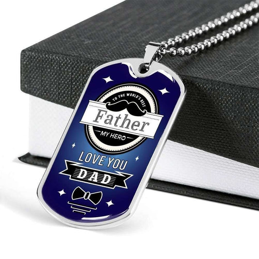 Dad Dog Tag Custom Picture Father’S Day Gift, Love You Dad My Hero Giving Dad Dog Tag Military Chain Necklace Father's Day Rakva