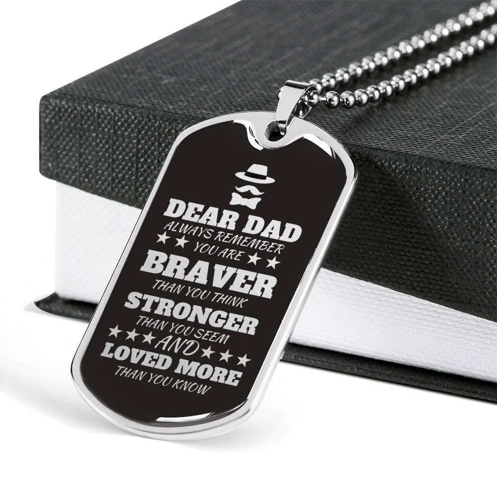 Dad Dog Tag Custom Picture Father’S Day Gift, Loved More Than You Know Dog Tag Military Chain Necklace For Dad Father's Day Rakva