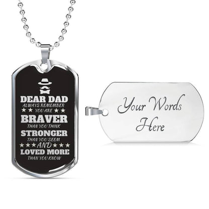 Dad Dog Tag Custom Picture Father’S Day Gift, Loved More Than You Know Dog Tag Military Chain Necklace For Dad Father's Day Rakva