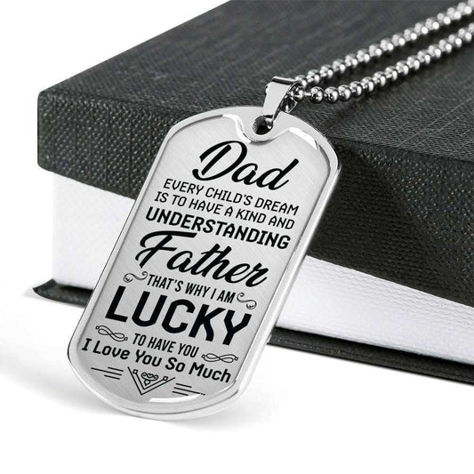 Dad Dog Tag Custom Picture Father’S Day Gift, Lucky To Have You Dog Tag Military Chain Necklace Gift For Dad Dog Tag Father's Day Rakva