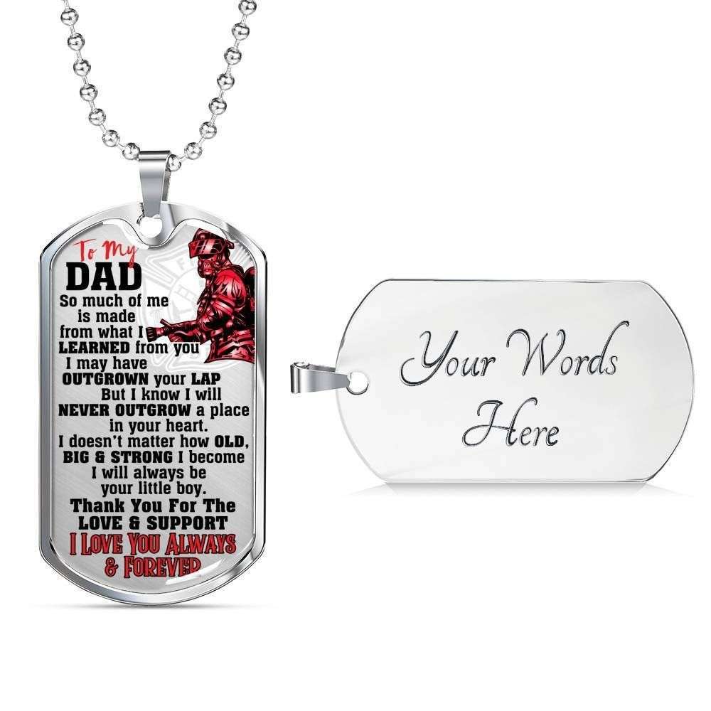 Dad Dog Tag Custom Picture Father’S Day Gift, Meaningful Quotes Son Giving Dad Dog Tag Military Chain Necklace Father's Day Rakva