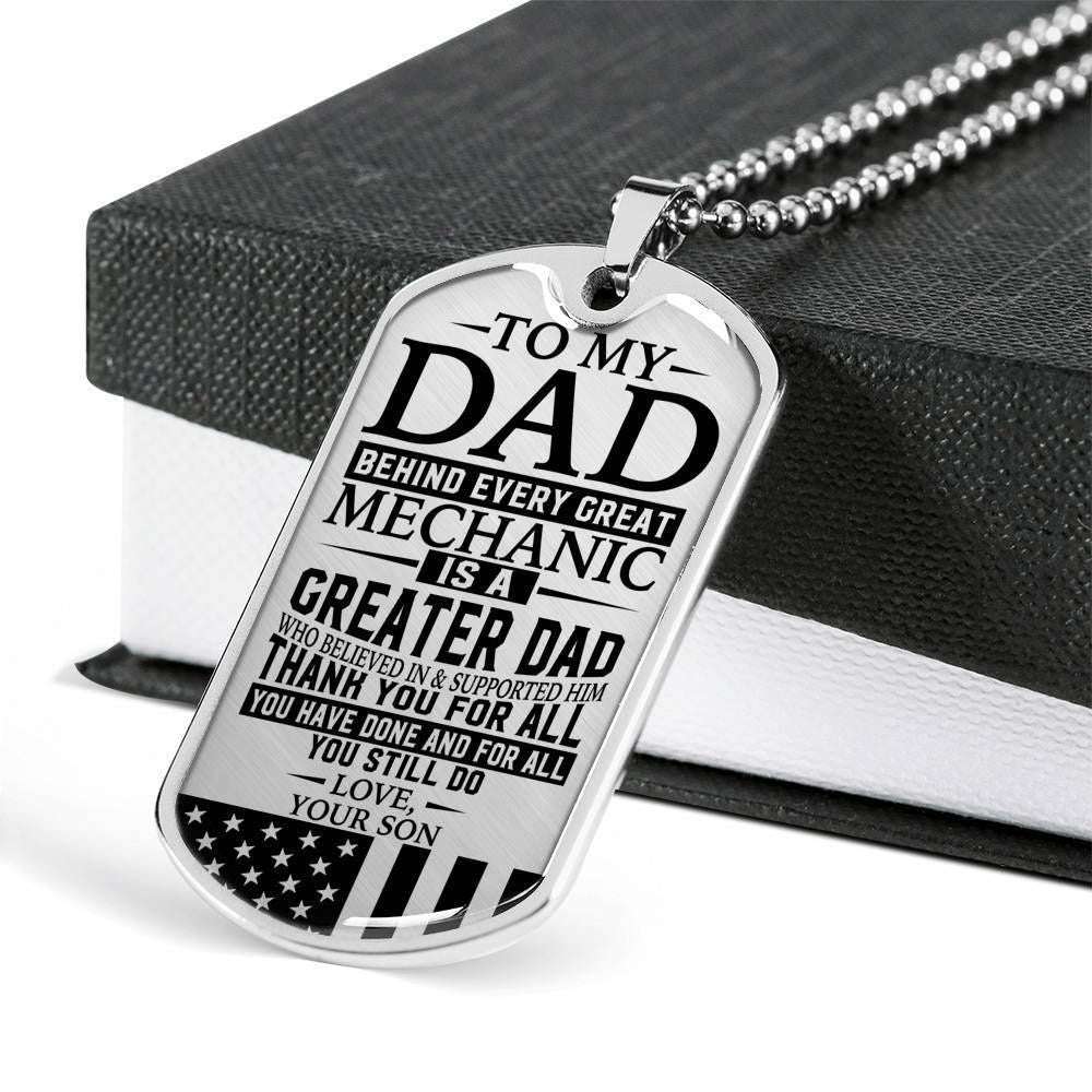 Dad Dog Tag Custom Picture Father’S Day Gift, Mechanic’S Dad “ Thank You For All You Do “ Love Son Dog Tag Military Chain Necklace Custom Picture Engraved Father's Day Rakva