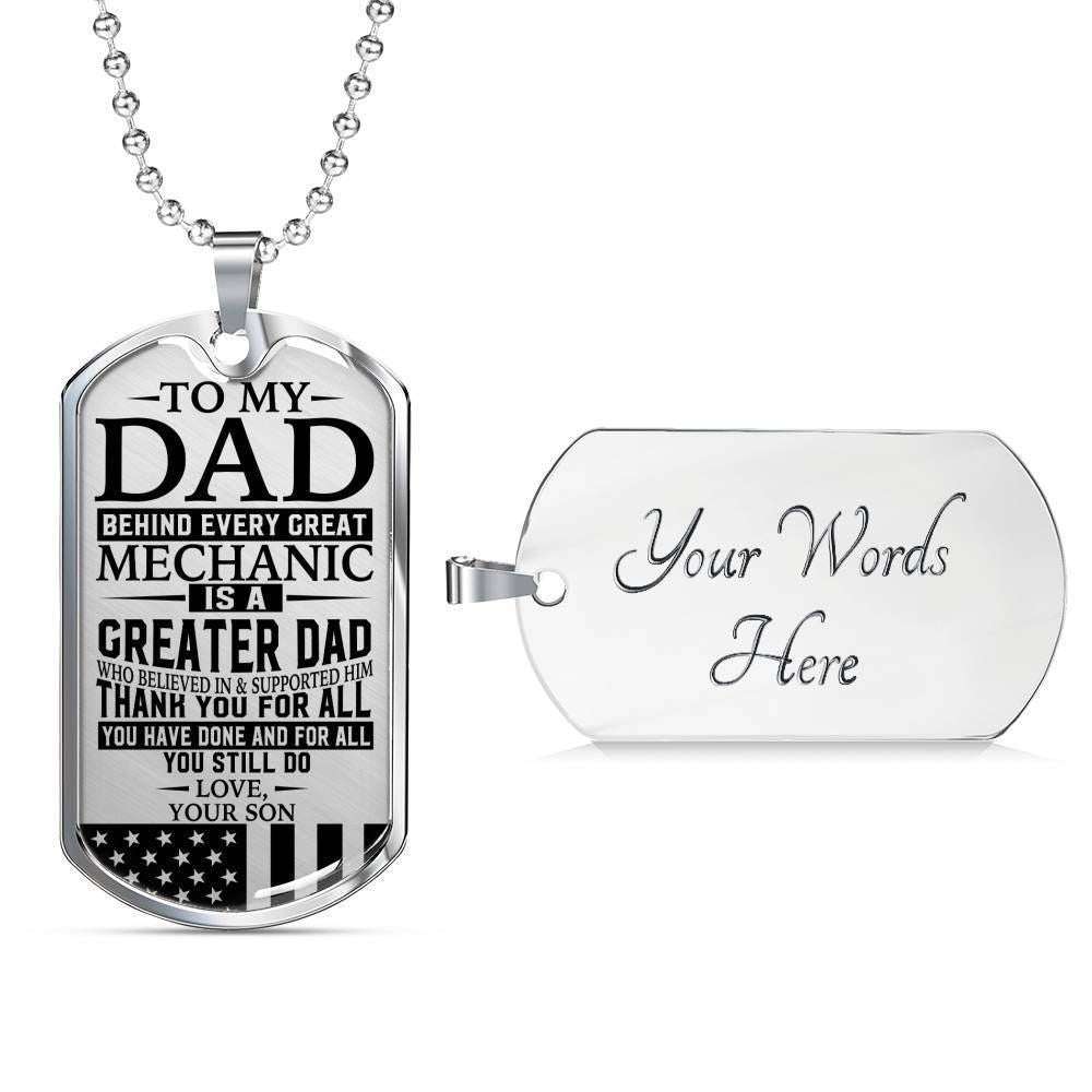 Dad Dog Tag Custom Picture Father’S Day Gift, Mechanic’S Dad “ Thank You For All You Do “ Love Son Dog Tag Military Chain Necklace Custom Picture Engraved Father's Day Rakva