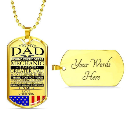 Dad Dog Tag, Custom Picture Father’S Day Gift Mechanic’S Dad Unconditional Love Dog Tag Military Chain Necklace Dog Tag Father's Day Rakva