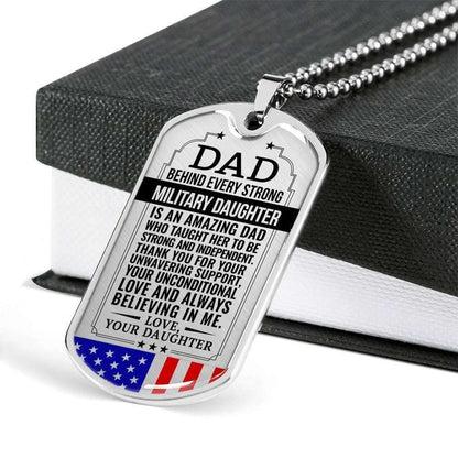 Dad Dog Tag Custom Picture Father’S Day Gift, Military Daughter Gift For Dad Silver Dog Tag Military Chain Necklace Believing In Me Father's Day Rakva