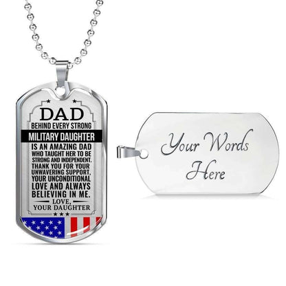 Dad Dog Tag Custom Picture Father’S Day Gift, Military Daughter Gift For Dad Silver Dog Tag Military Chain Necklace Believing In Me Father's Day Rakva