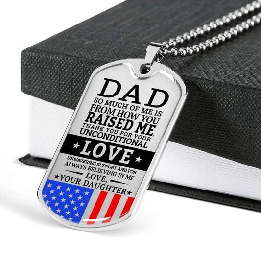 Dad Dog Tag Custom Picture Father’S Day Gift, Military Daughter Gift For Dad Silver Dog Tag Military Chain Necklace Father's Day Rakva