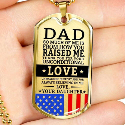 Dad Dog Tag Custom Picture Father’S Day Gift, Military Daughter Gift For Dad Silver Dog Tag Military Chain Necklace Father's Day Rakva