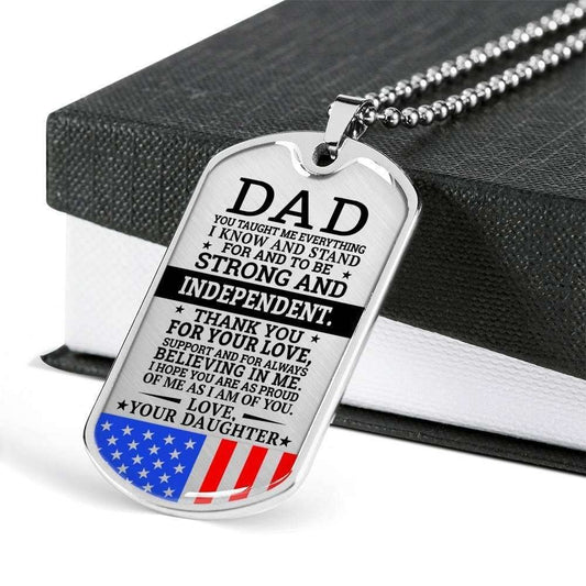 Dad Dog Tag Custom Picture Father’S Day Gift, Military Daughter Present For Dad Silver Dog Tag Military Chain Necklace Believing In Me Father's Day Rakva