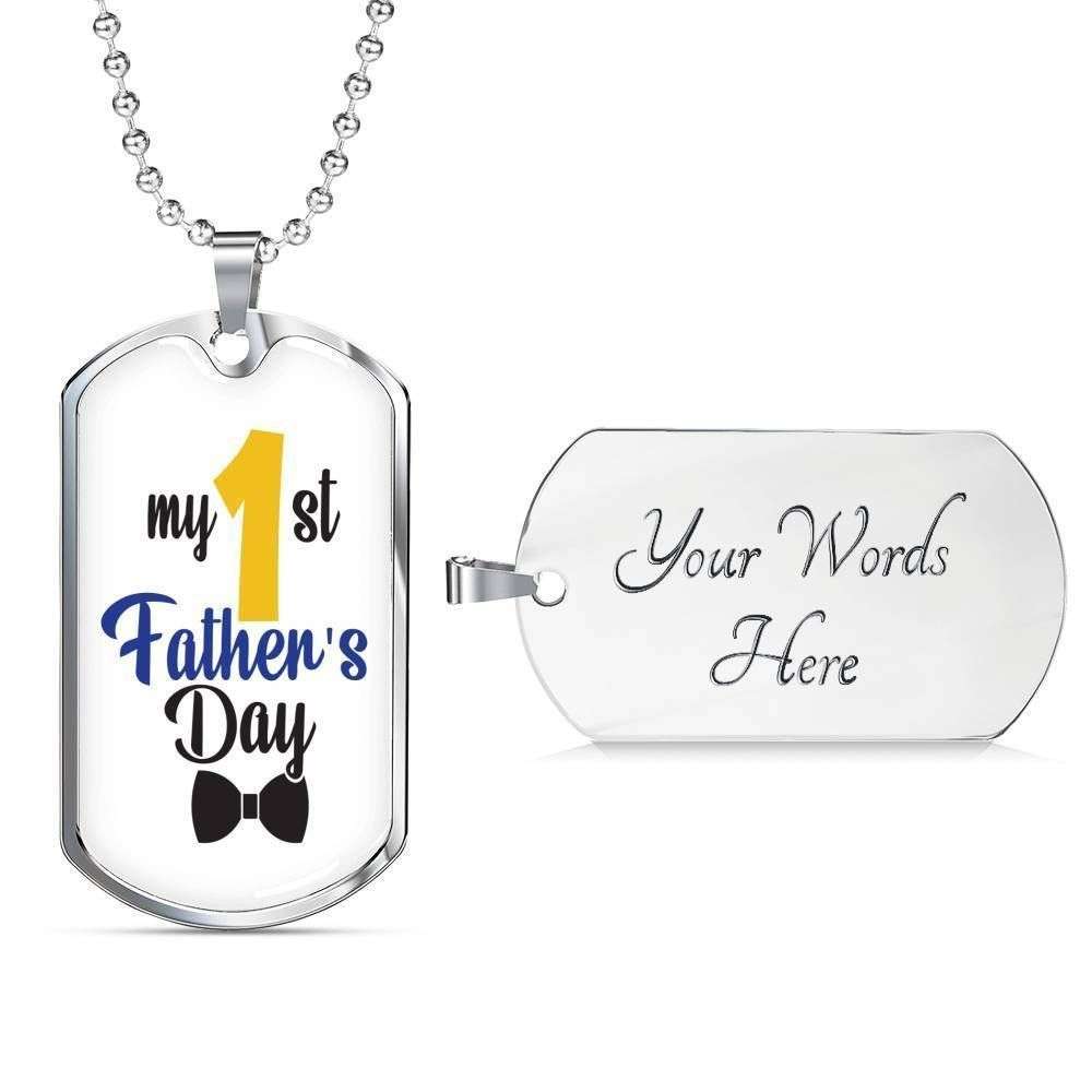 Dad Dog Tag Custom Picture Father’S Day Gift, My 1St Father’S Day Dog Tag Military Chain Necklace For Dad Dog Tag Father's Day Rakva