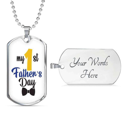 Dad Dog Tag Custom Picture Father’S Day Gift, My 1St Father’S Day Dog Tag Military Chain Necklace For Dad Dog Tag Father's Day Rakva