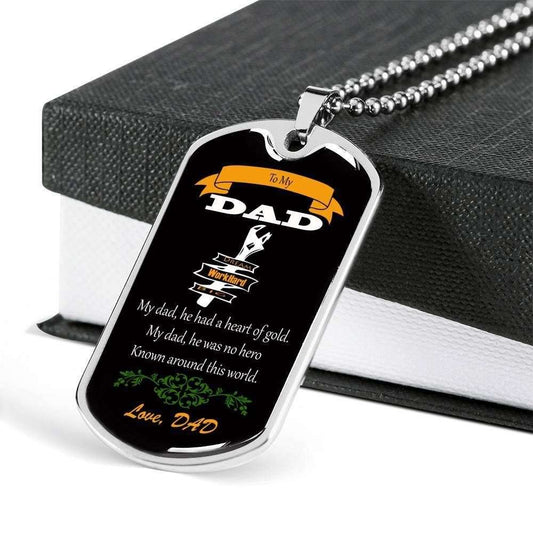 Dad Dog Tag Custom Picture Father’S Day Gift, My Dad He Had A Heart Of Gold Dog Tag Military Chain Necklace For Dad Father's Day Rakva