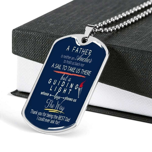 Dad Dog Tag Custom Picture Father’S Day Gift, My Dad Is My Guiding Light Dog Tag Military Chain Necklace For Dad Father's Day Rakva