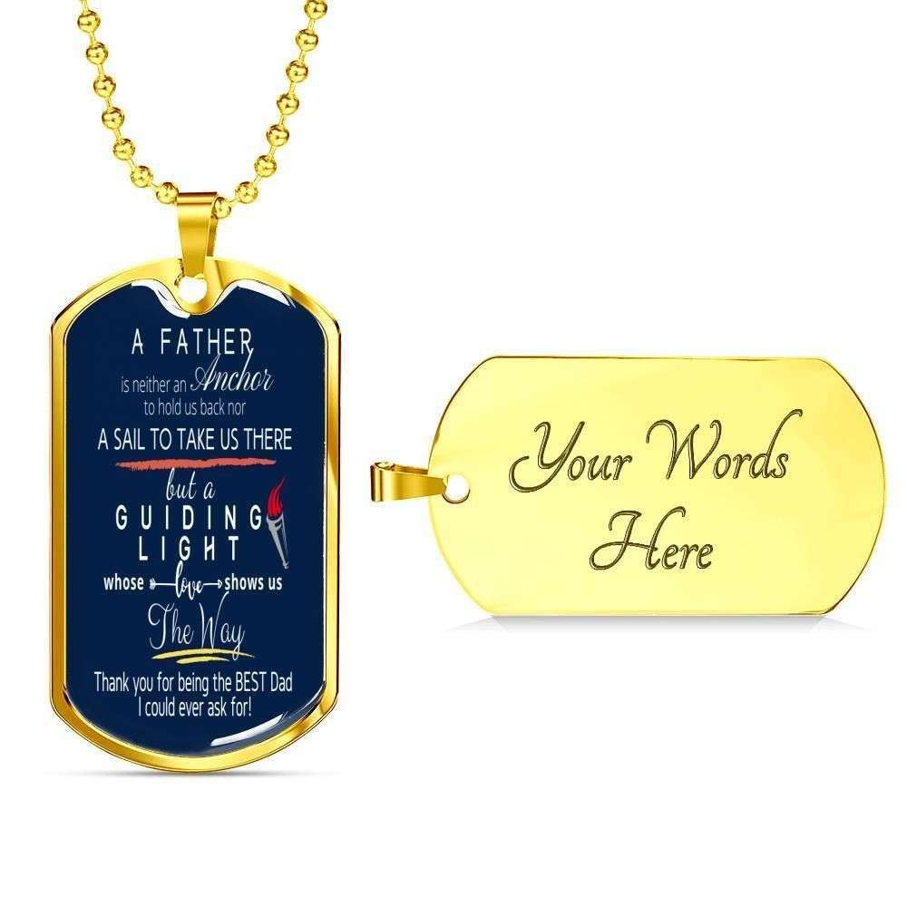 Dad Dog Tag Custom Picture Father’S Day Gift, My Dad Is My Guiding Light Dog Tag Military Chain Necklace For Dad Father's Day Rakva