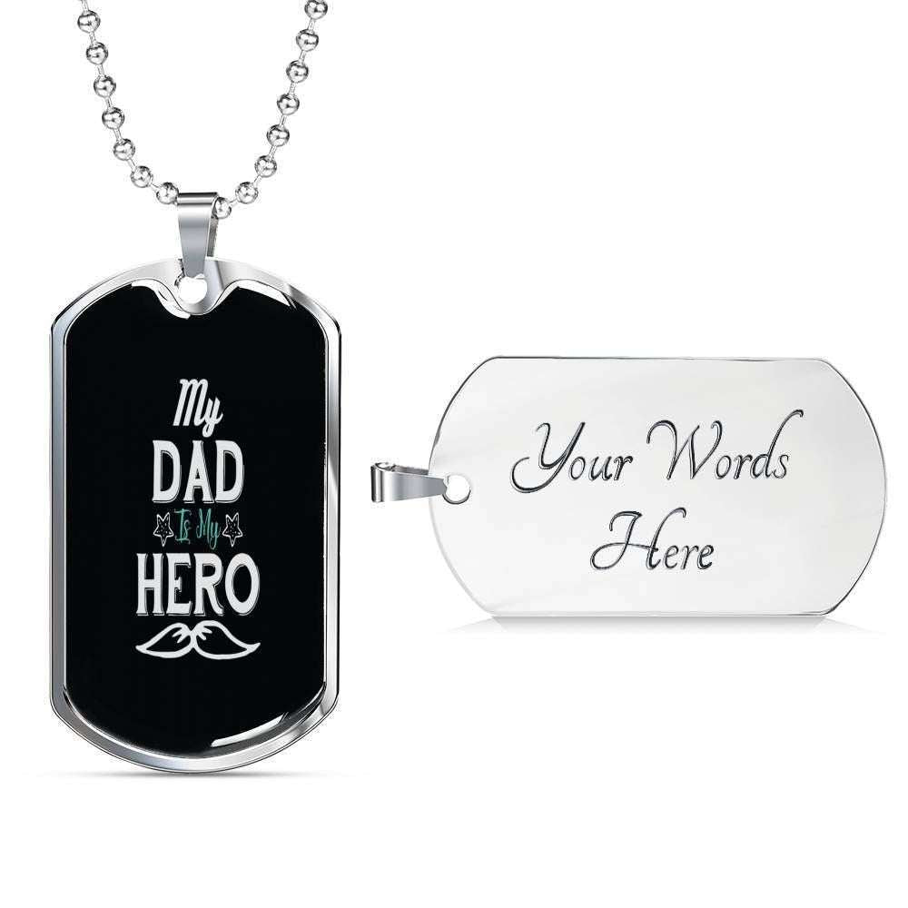Dad Dog Tag Custom Picture Father’S Day Gift, My Dad Is My Hero Dog Tag Military Chain Necklace For Dad Dog Tag Father's Day Rakva