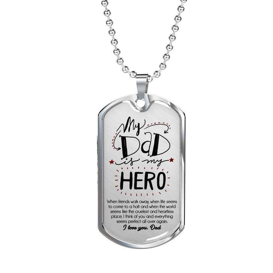Dad Dog Tag Custom Picture Father’S Day Gift, My Dad Is My Hero Dog Tag Military Chain Necklace Gift For Dad Dog Tag Father's Day Rakva