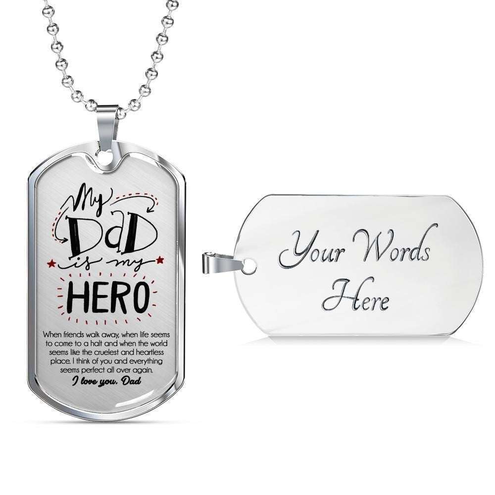 Dad Dog Tag Custom Picture Father’S Day Gift, My Dad Is My Hero Dog Tag Military Chain Necklace Gift For Dad Dog Tag Father's Day Rakva