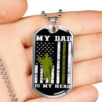 Dad Dog Tag, Custom Picture Father’S Day Gift My Dad Is My Hero Dog Tag Military Chain Necklace Giving Dad Dog Tag Father's Day Rakva