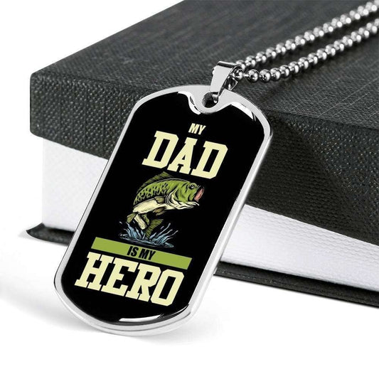 Dad Dog Tag Custom Picture Father’S Day Gift, My Dad Is My Hero Dog Tag Military Chain Necklace Present For Men Father's Day Rakva