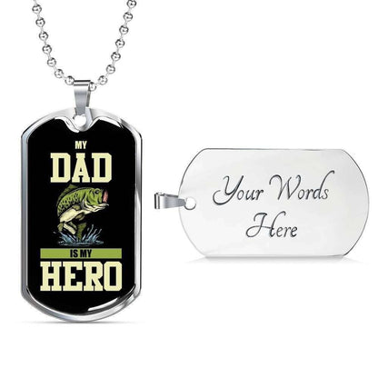 Dad Dog Tag Custom Picture Father’S Day Gift, My Dad Is My Hero Dog Tag Military Chain Necklace Present For Men Father's Day Rakva