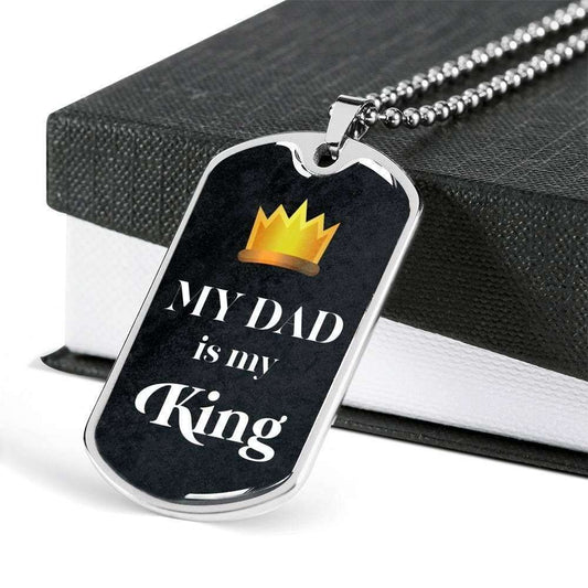 Dad Dog Tag Custom Picture Father’S Day Gift, My Dad Is My King Dog Tag Military Chain Necklace For Dad Dog Tag Father's Day Rakva