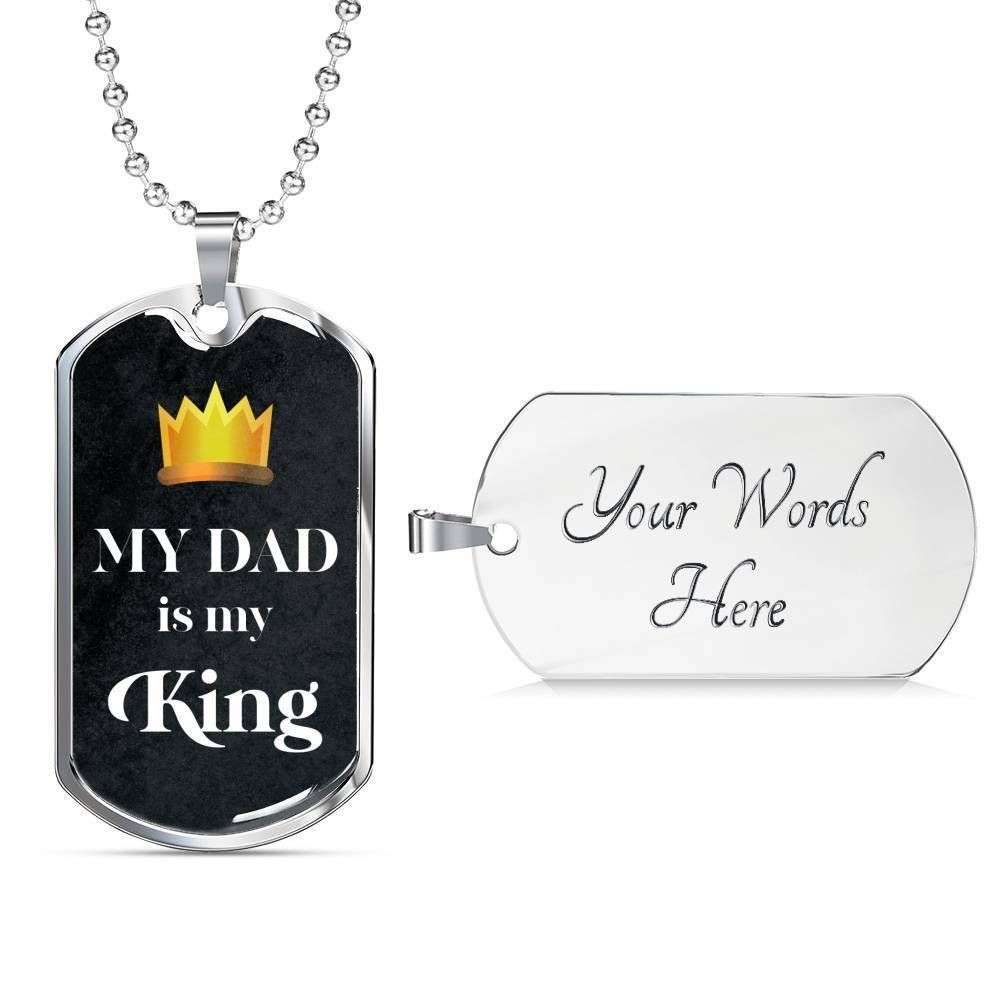 Dad Dog Tag Custom Picture Father’S Day Gift, My Dad Is My King Dog Tag Military Chain Necklace For Dad Dog Tag Father's Day Rakva