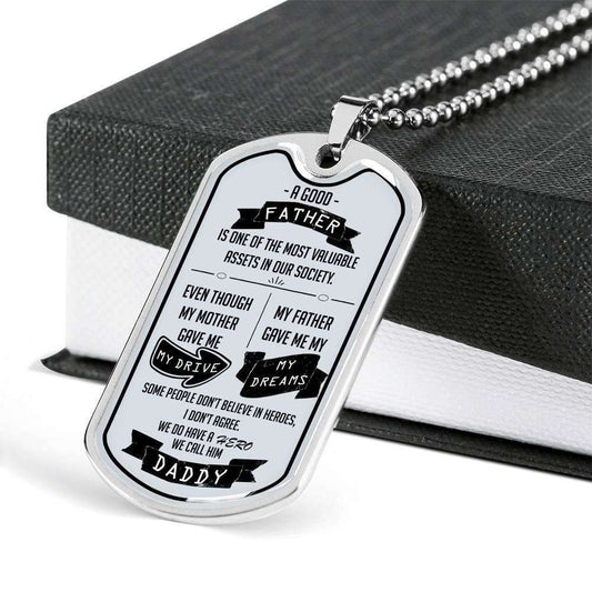 Dad Dog Tag Custom Picture Father’S Day Gift, My Father Gave Me My Dreams Dog Tag Military Chain Necklace For Dad Father's Day Rakva
