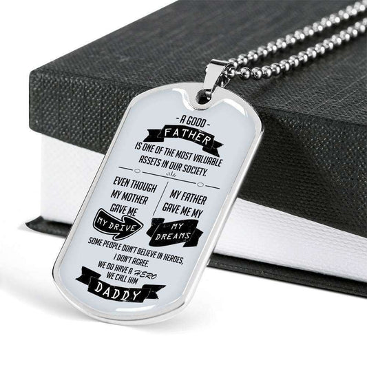 Dad Dog Tag Custom Picture Father’S Day Gift, My Father Give Me My Dreams Dog Tag Military Chain Necklace For Dad Father's Day Rakva