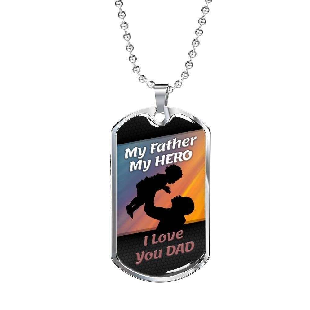 Dad Dog Tag, Custom Picture Father’S Day Gift My Father My Hero Dog Tag Military Chain Necklace Gift For Dad Dog Tag Father's Day Rakva