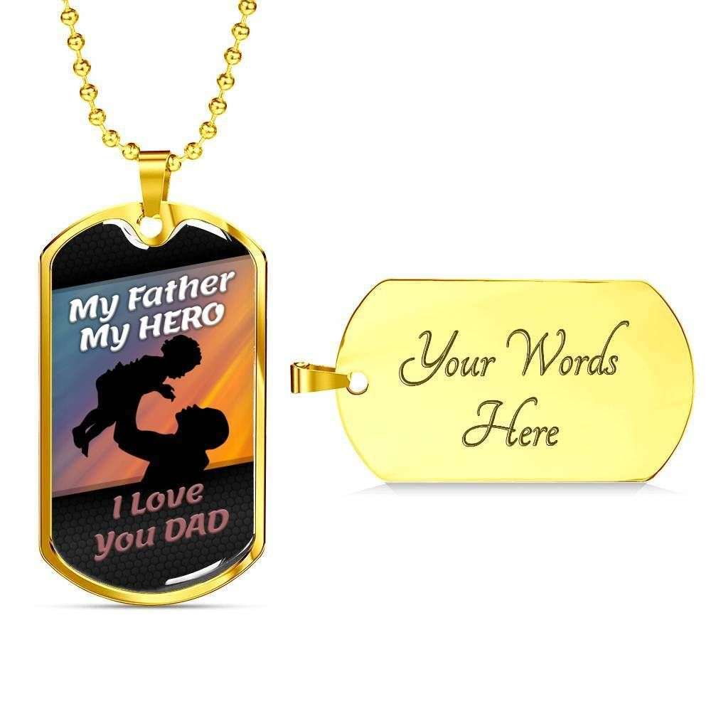 Dad Dog Tag, Custom Picture Father’S Day Gift My Father My Hero Dog Tag Military Chain Necklace Gift For Dad Dog Tag Father's Day Rakva