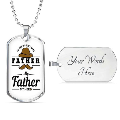 Dad Dog Tag Custom Picture Father’S Day Gift, My Father My Hero Gentle Man Dog Tag Military Chain Necklace Gift For Papa Father's Day Rakva