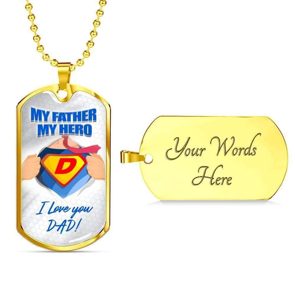 Dad Dog Tag, Custom Picture Father’S Day Gift My Father My Hero Wonderful Gift For Dad Dog Tag Military Chain Necklace Dog Tag Father's Day Rakva