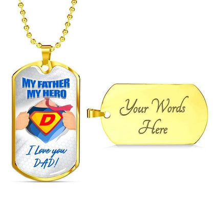Dad Dog Tag, Custom Picture Father’S Day Gift My Father My Hero Wonderful Gift For Dad Dog Tag Military Chain Necklace Dog Tag Father's Day Rakva