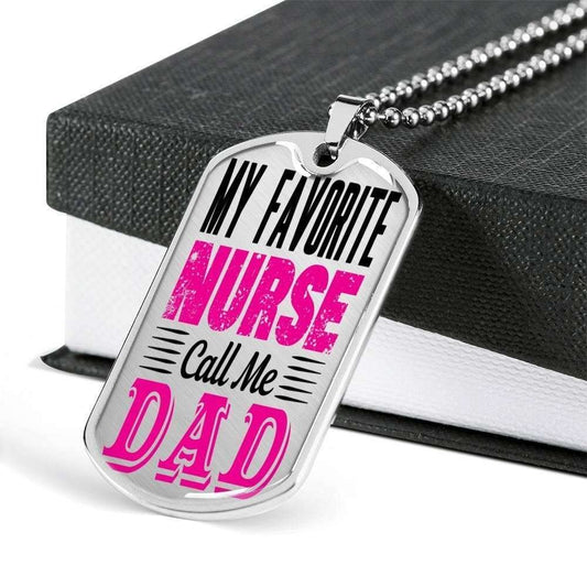 Dad Dog Tag Custom Picture Father’S Day Gift, My Favorite Nurse Call Me Dad Dog Tag Military Chain Necklace Gift For Dad Father's Day Rakva