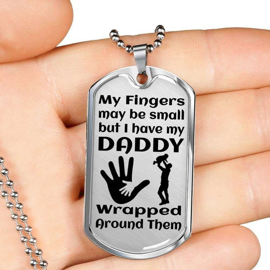 Dad Dog Tag Custom Picture Father’S Day Gift, My Fingers May Be Small Dog Tag Military Chain Necklace Gift For Dad Dog Tag Father's Day Rakva