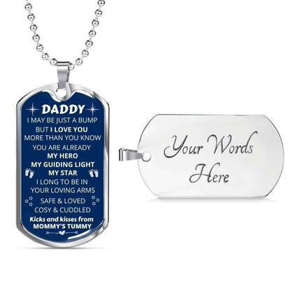 Dad Dog Tag Custom Picture Father’S Day Gift, My Guiding Light My Star Dog Tag Military Chain Necklace Stainless Necklace Giving New Daddy Father's Day Rakva
