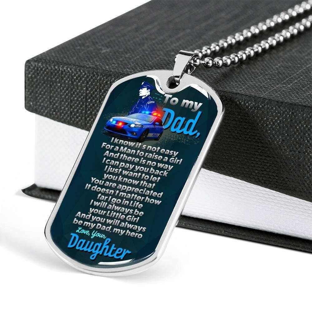 Dad Dog Tag Custom Picture Father’S Day Gift, My Hero Dog Tag Military Chain Necklace Gift For Police Daddy Father's Day Rakva
