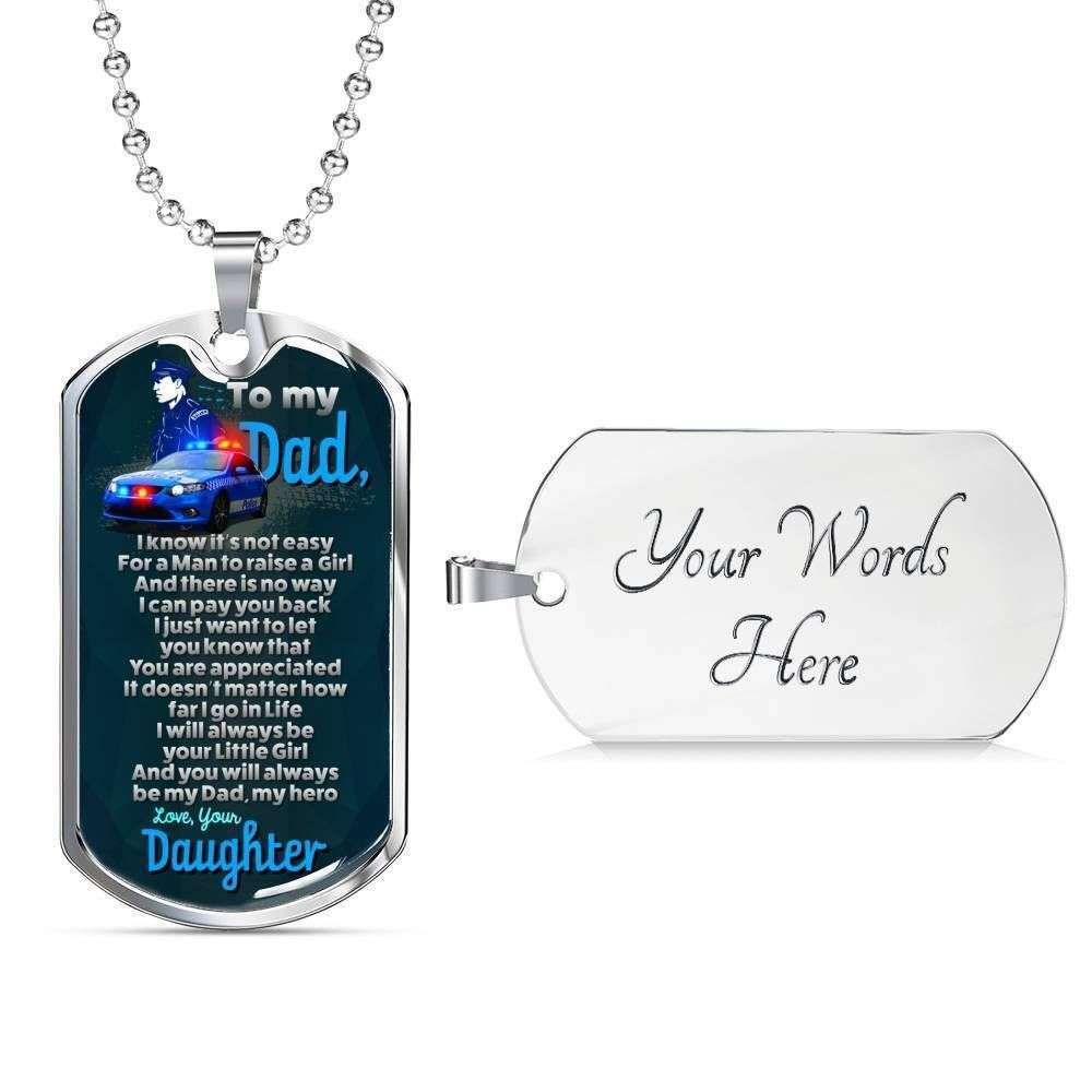 Dad Dog Tag Custom Picture Father’S Day Gift, My Hero Dog Tag Military Chain Necklace Gift For Police Daddy Father's Day Rakva
