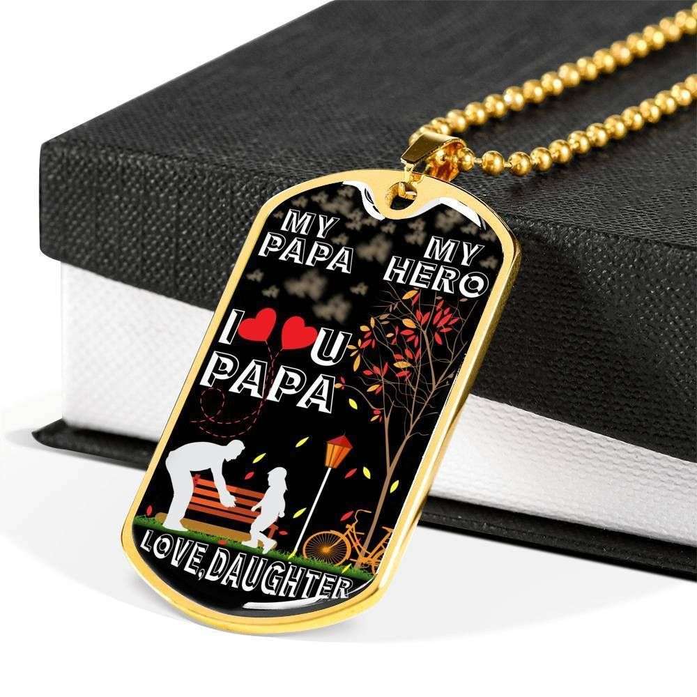 Dad Dog Tag Custom Picture Father’S Day Gift, My Hero Love You Dog Tag Military Chain Necklace Gift For Papa Father's Day Rakva