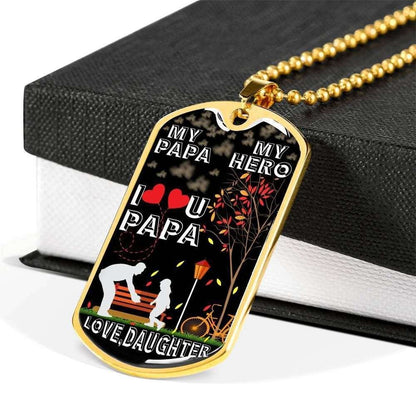 Dad Dog Tag Custom Picture Father’S Day Gift, My Hero Love You Dog Tag Military Chain Necklace Gift For Papa Father's Day Rakva