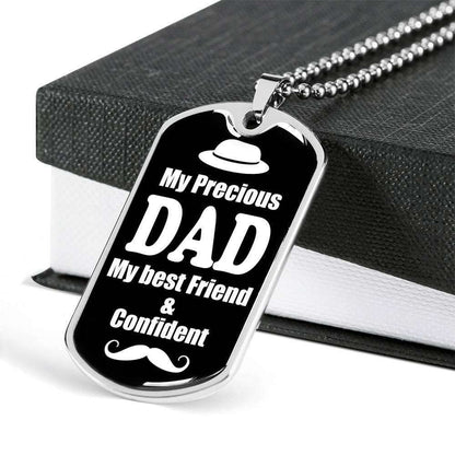 Dad Dog Tag Custom Picture Father’S Day Gift, My Precious Dad My Best Friend Silver Dog Tag Military Chain Necklace Gift For Men Father's Day Rakva