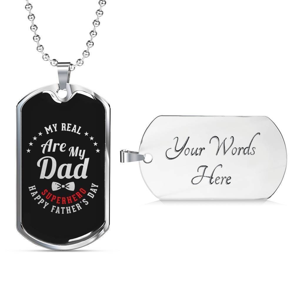 Dad Dog Tag Custom Picture Father’S Day Gift, My Real Are My Dad Dog Tag Military Chain Necklace Gift For Dad Father's Day Rakva