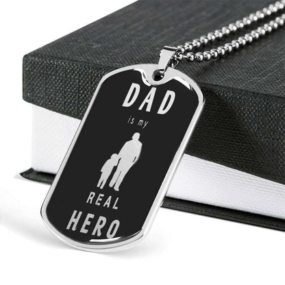 Dad Dog Tag Custom Picture Father’S Day Gift, My Real Hero Dog Tag Military Chain Necklace Gift For Dad Father's Day Rakva