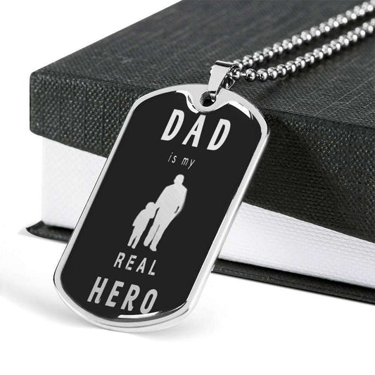Dad Dog Tag Custom Picture Father’S Day Gift, My Real Hero Dog Tag Military Chain Necklace Gift For Dad Father's Day Rakva
